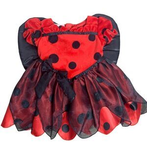 Miniwear Polka Dot Ladybug Dress 3-6 months Red Velvet Wings Costume Dress Up